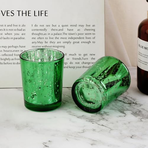 Green Mercury Glass Tea Light Holders Set of 36 - Elegant Votive Candle Holders for Weddings, Showers and Home Decor - Perfect for Table Centerpieces and Parties (Glass, Green) - color: Green