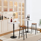HOOBRO Bar Table, Height-Adjustable Round Pub Table 27-35.4 Inches with Sturdy Base, Modern Style, Easy to Assemble, Suitable for Small Space, White BW58BT01G1 - color: White