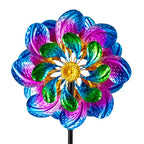 Metal Wind Spinners Outdoor,13'' Dia Purple Garden Wind Spinner & Sculpture,Waterproof Garden Windmill for Yard Art Decorations - size: 13'' Purple