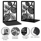 2 Pcs Decorative Metal Bookends, Pinecone Design Book Ends for Shelves Black Heavy Duty Book Stopper Suitable for Home Office School - style: Pinecone