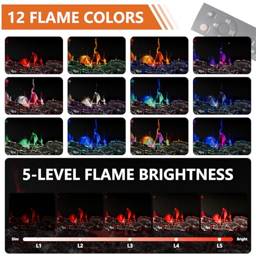 3-Sided Glass Farmhouse Fireplace TV Stand for TVs Up to 100 Inch, Entertainment Center with 36" Electric Fireplace, 4 Drawers Storage,Oak - color: Oak