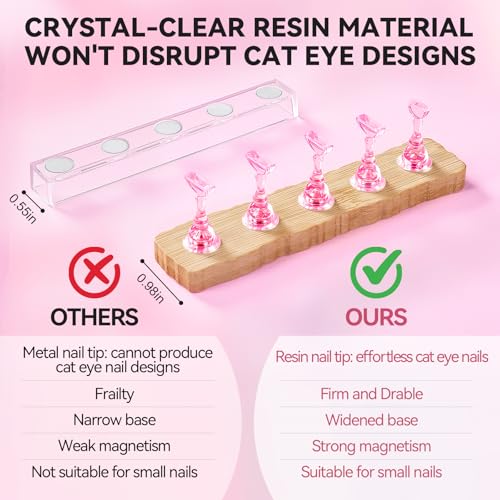 Nail Stand for Press On Art Display Practice 2 Sets, 1 Heart Acrylic Magnetic Nail Stands, Fake Nail Holder Tips, 200 PCS Double-Sided Tape, DIY Kit Home Supplies (Wood And Pink, Medium) - color: Wood And Pink, size: Medium