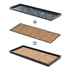 Anji Mountain AMB0BT2F-003 Black Rubber Boot/Shoe Tray with Coir, Fits 2 Pair (24.5" Wide), Tan & Black Insert - color: Tan and Black Insert, size: 24" x 14" x 1.5"