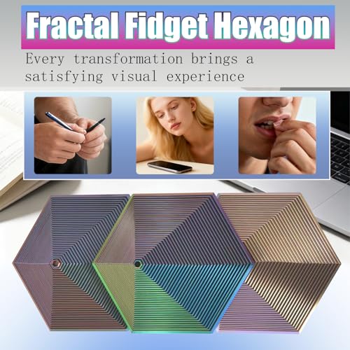 Fractal Fidget Hexagon - Suitable for Relieving Stress, Anxiety, and Tension | Autism, ADHD | Desk Adult Fidgeting Stress Relief Gift (red-Black 35 Rings) - color: Red-black 35 Rings