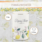 Christian Art Gifts Small White Ceramic Table Vase for Flowers & Plants: Rejoice Always Inspirational Scripture Home Décor, Kitchen, Bathroom, Living Room, Yellow Lemon, Green Leaves & Gold, 5" x 3.2"