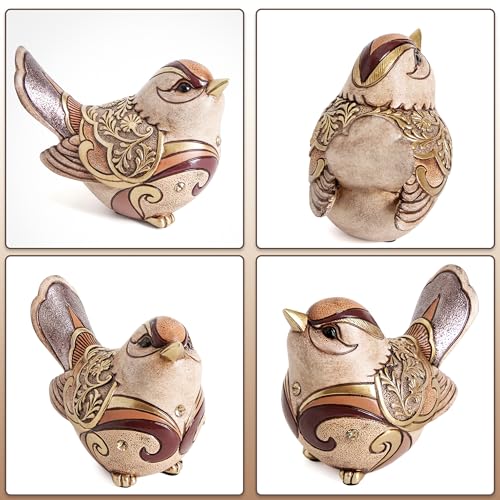 Bird Figurines For Home Decor,Bird Statue Sculpture For Shelf Decor Accents,Boho Bird Decorations For Table Office Living Room Bedroom,Retro Animal Statues Decorative Bird Gifts For Bird Lovers Women - color: Brown