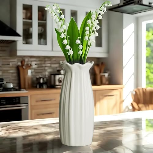 White Ceramic Vase 7 inch Small Vase Can be Used as Bedroom Study Living Room Dining Table Home Decoration Suitable for Wedding Flower Arrangement Design Bohemian Style (HPBY-03) - color: Hpby-03