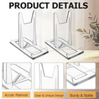 Biaungdo 6 Pcs Acrylic Book Display Stand, Adjustable Clear Display Holder Easel Collector Stand, Compact Desktop Stand for Photos, Postcard, Magazine, Artworks