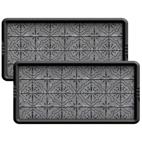 Mibao Heavy-Duty Rubber Boot Tray with Raised Lip, Waterproof Shoe Storage Mat for Entryway, Indoor/Outdoor Multi-Use Non-Slip Shoe Cleaning Mat Tray, Gray, 16 x 27.5 Inches, 2 Pack - color: Gray, size: 16" x 27.5" (Rectangular) (2 Pack)