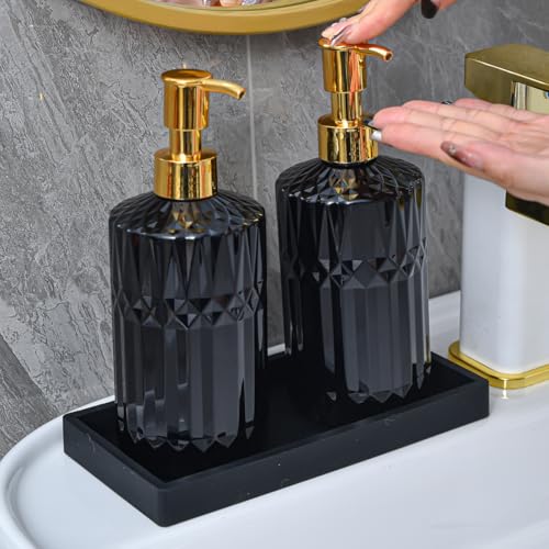 2PCS(7.87” L and 11.8” L) Silicone Soap Dispenser Tray, Kitchen soap Caddy countertop, Toilet, Black Tray for Scrubber, Lotion Bottles, Perfume, Jewelry, Candle, Key Trinket Ring-Black - color: Black（small 7.87”&large 11.8”）