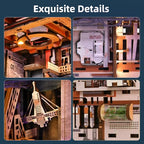 MiniCity Book Nook Kit - Industrial Space 3D Miniature Sci-Fi Scene with LED Lights, 340 Pcs DIY Assembly for Bookshelf Decor (Aerospace Foundry) - style: Aerospace Foundry