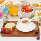 1 pcs 13"x 9" Solid Acacia Wood Serving Tray Rectangular Wooden Serving Platter Natural Wooden Board for Bar Coffee Party - size: 13x9 in