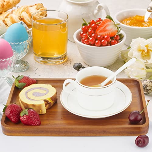 1 pcs 15"x 10" Solid Acacia Wood Serving Tray Rectangular Wooden Serving Platter Natural Wooden Board for Bar Coffee Party - size: 15x10 in