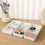 3 Pack White Plastic Drawer Organizer Tray Cutlery Utensil Makeups Drawer Organizers 12" X 6"… - size: 3 Pack 12"x6" White Plastic