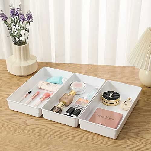 3 Pack White Plastic Drawer Organizer Tray Cutlery Utensil Makeups Drawer Organizers 12" X 6"… - size: 3 Pack 12"x6" White Plastic