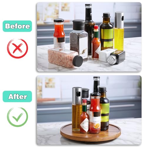 10" Acacia Wood Lazy Susan Turntable Organizer for Cabinet, Round Serving Tray Decorative Tray Vintage Centerpiece Candle Holder Tray, Farmhouse Tray for Kitchen Countertop Coffee Table Decor - color: Acacia, size: 10" with Low Rim
