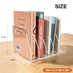 Acrylic Magazine File Holder, 5 Vertical Compartments Desk Document Sorter Organizer, Clear Bookend File Sorter Holder for Office, Documents, Tablets, Magazines, Books - size: B5 File Rack (5 slots)