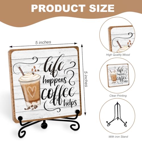 Coffee Lover Gifts for Women Men, Funny Coffee Bar Accessories, Table Decorations Supplies, Desk Shelf Cubicles for Bar Decoration Plaque Gifts - style: coffee sign 10