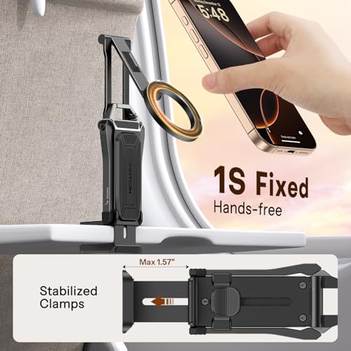 OMOTON TP02 360°Rotating for MagSafe Tripod, New Upgrade with 1/4" Screw Arca, Adjustable Magnetic Phone Tripod for iPhone 17/16/15 Pro Max Air, Foldable Selfie Stick Fits Vlog, Gym, Black Pro - color: 6-Black Pro