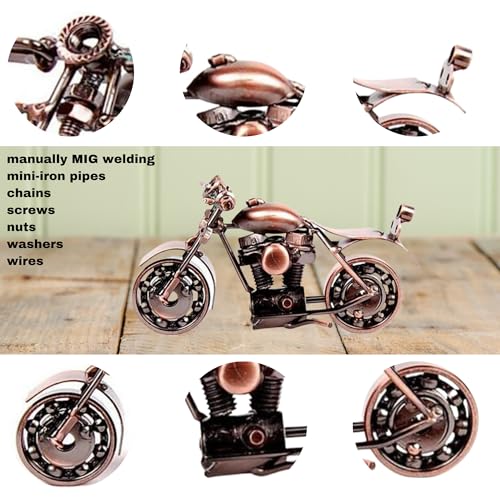 Trebisky Metal Motorcycle Decor Figurine Iron Motorcycle Sculpture Desk Decor Art Gift Vintage Home Office Decor Birthday for Men Friend Dad Son Him (Cruiser) - color: Copper Cruiser