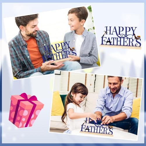 COCHIE Metal Happy Father's Day Sign, Fathers Day Decorations for Home, Shelf, Mantel, Indoor, Table Top Party Decoration, Fathers Day Gift for Dad from Daughter Son (Father's Day) - style: Father's Day