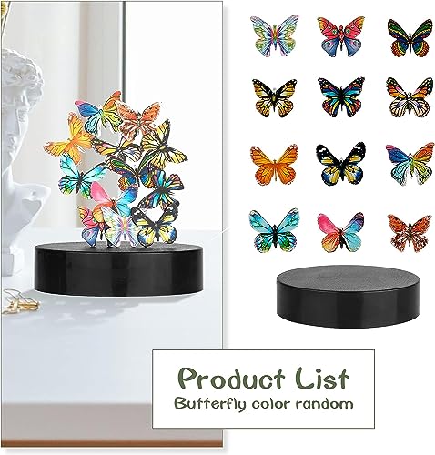 Desk Toys for Office for Adults Desktop Magnetic Butterflies Sculpture Desk Decorations for Women Office (Circular Base) - size: Circular Base