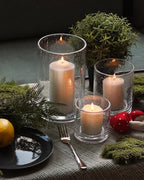ARIAMOTION Glass Candle Holders Set, Hurricane Vase Centerpieces for Pillar Votive Flower,Clear Seeded Bubbles Cylinder Bulk, Mother's Day Birthday Gift,3 Sizes 8 Inch 5 Inch 3.5 Inch Height - color: Bubbles Clear