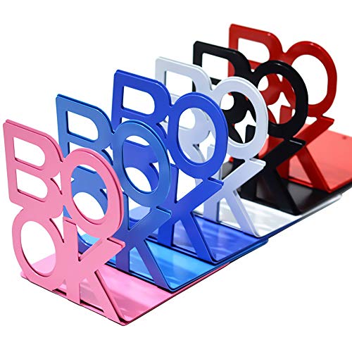 Book Ends - Decorative Metal Book Ends Supports for Bookrack Desk,Books, Unique Appearance Design,Heavy Duty (Red, 8 Pair) - color: Red, size: 8 pair