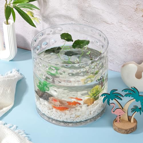 10" Wide 10" High Decorative Glass Cylinder Vase with Dimpled Circle Pattern, 8 Inch Tall, Clear (1, 10"x10") - size: 10"x10"