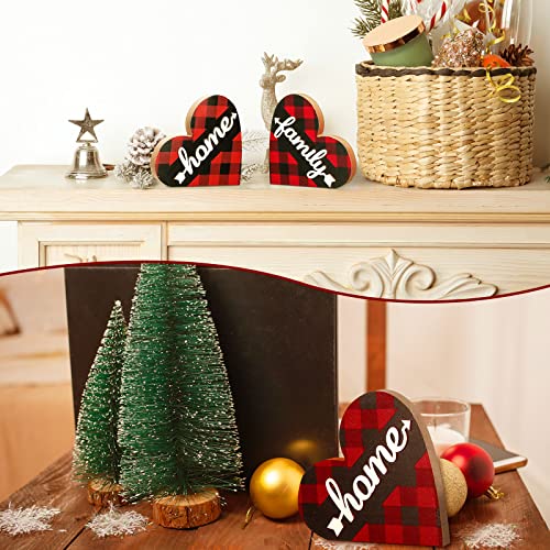 Jetec 2 Pcs Rustic Wooden Heart Table Decor, Daisy Farmhouse Home Decor, Bless This Home & Be Kind Sign for Living Room, Dining Room, Shelf & Mantel, Ideal Housewarming & Birthday Gift(Stylish Style) - style: Stylish Style