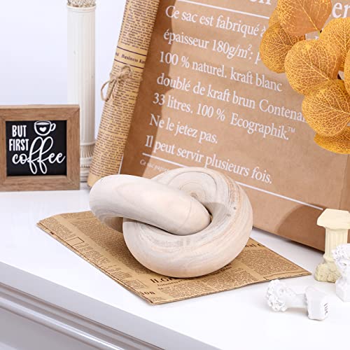 Yalikop 2 Link Wood Chain Link Decor Coffee Table Wooden Knot Decor Hand Carved Modern Farmhouse Ornament Boho Rustic Natural Chain Items for Home Living Room Bedroom Shelf Decorations(Wood) - color: Wood