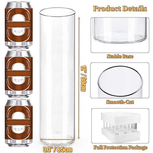 TBWIND 12Pcs Glass Cylinder Vases 12 Inch Tall Clear Flower Vases for Centerpieces Wedding Decoration, Hurricane Floating Candle Holder for Party Table Home Decor - size: 12 Pack 12 Inch