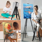 Art Painting Display Easel Stands - Portable Adjustable Aluminum Metal Tripod Artist Easels with Bags, Height from 17" to 66", Extra Sturdy for Table-Top/Floor Painting, Drawing, and Displaying, Black - style: Black - 2pack