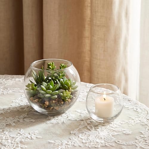 12pcs Clear Round Glass Vases Bowl Flower Vase,3.7"W X3.1"H Set of 6pcs Globe Vase 2.6”W X 2”H Set of 6pcs Candle Holder,Bud Vases in Bulk for Centerpieces,Party Decor,Table Decoration and Home Decor