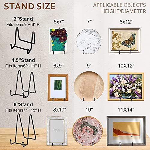 Artliving Plate Stands for Display - Iron Easel Stand Plate Holder Display Stand Picture Frame Stand for Pictures | Photo|Decorative Plate |Dish | Tabletop Art - 4.5 inch-Black(2 Pack) - size: 4.5“（2 pack）