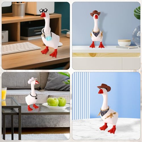 30pcs 7in/17.78cm Desk Goose Outfits, Small Desk Goose Costumes Accessories Include Sunglasses Cowboy Hats Necklaces Heart Star Gold Chain for Magnetic Table Geese Statue Decor