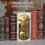 MiniCity Book Nook Kit, DIY Miniature Dollhouse Booknook Kit, 3D Wooden Puzzle Bookend Bookshelf Insert Decor with LED Light for Teens and Adults (Library of Gods) - style: Library of Gods