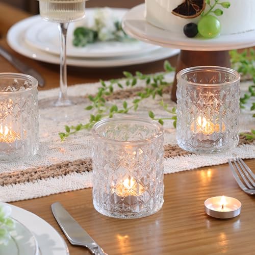 MATAHUM 12 Pcs Large Votive Candle Holders 2.8 * 3.2 inch Clear Tea Light Candle Holders Glass Candle Holder for Bridal Shower, Wedding, Table Centerpiece, Party, Home Decor - color: Clear