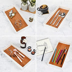 J JACKCUBE DESIGN Leather Bamboo Vanity Tray, Bathroom Organizer, Catch All Valet Tray for Women Perfume, Jewelry, Makeup, Candles, Key, Phone, Sunglasses (White)- MK205B - color: White