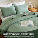 JYHOPE Queen Quilt Set Sage Green Lightweight Bedspread Bedding 3-Piece Microfabric Quilts with Pillow Shams Summer Cooling Comforter Alternative Gift Wrapped - color: Weave Pattern-sage Green, size: Full/Queen(96x90)