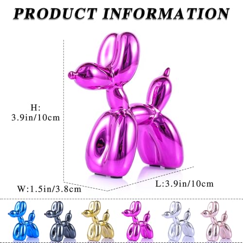 Red Balloon Dog Decor,Balloon Animal Decor,Shelf Decor Preppy Room Decor,Cute Statue Home Decor, Bedroom Modern Sculpture Desk Decor,Office Gold Decorations Small Figurines - color: Rose Red, size: 3.9*3.9*1.5inch