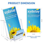 xydstay 4x9 Acrylic Brochure Holder with Business Card Holder, Clear Display Stand, Plastic Table stand Sign Holder, Pamphlet Holder Flyer Holder, Acrylic Display Stand for Office, Home, Store, 2 Pack