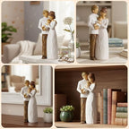 NAN ZAI NAN FANG Family of 3 Figurines Gift for New Parents Resin Hand Painted Sculpture Mom Dad Gifts First Mothers - style: A Family of 3