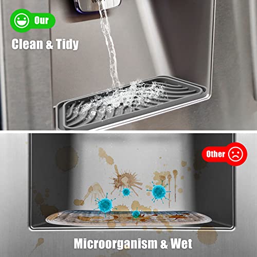 Refrigerator Drip Catcher, Refrigerator Drip Tray For Water Tray,Fridge Water Dispenser Drip Tray Prevents Water Splashes,Non-slip Silicone Dispenser Drip Collector for Ge Samsung -2 PCS Grey - color: Grey, size: 2PCS Rectangular