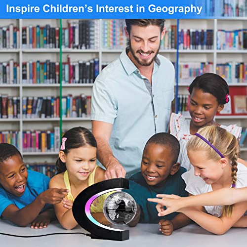 Flagest Magnetic Levitation Floating Globe, C Frame Levitating Globe with LED Lights, Cool Gadgets for Men Boys and Girls, Cool Tech Gifts for Office Bookshelf Home Desk Decor - color: Black