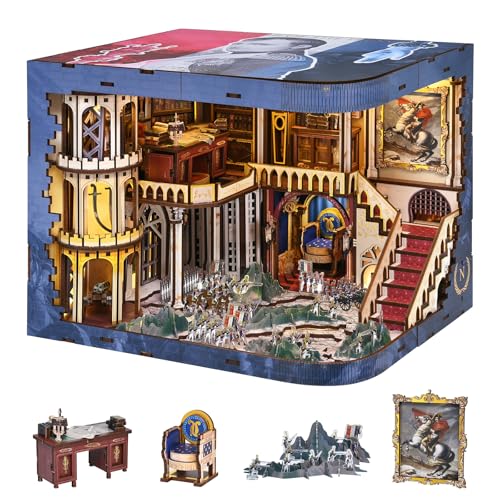 MiniCity DIY Book Nook Kits for Adults, Miniature Dollhouse Booknook Kit, 3D Wooden Puzzle Creative Decorative Bookends Bookshelf Diorama Insert Crafts Hobbies Gifts (Napoléon) - style: Napoléon