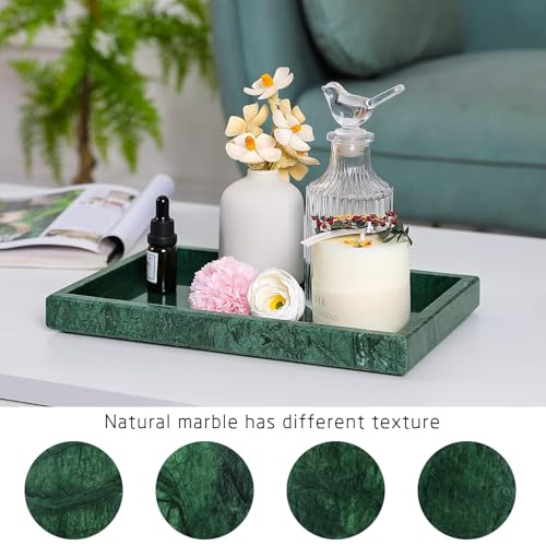 Marble Bathroom Vanity Tray, Natural Luxury Vanity Home Kitchen Bathroom Table Tray, Stone Decorative Countertop Dresser Trays for Key Coffee Perfume Jewelry Makeup (Blackish Green, 12" x 8" x 1.2") - color: Blackish Green, size: 12" x 8" x 1.2"