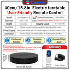 15.8In Remote Motorized Electric Turntable Rotating Display Stand Rotating Platform Photography Turntable motorized lazy susan base giratoria para for Photography,3D Scanner,(Load Range:132~400lbs) - size: 15.8inch/Black/400Lbs Load