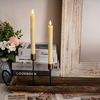 Homemory Honeycomb Flameless Taper Candles with 10-Key Remote, Battery Operated Hive Led Candlesticks Flickering Light, Electric Window Candles Real Wax for Gift Christmas Wedding Decor - style: Scandinavian 4 - Ivory 9.6"