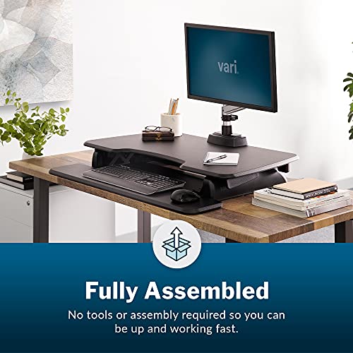 Vari - VariDesk Essential 36 - Two-Tier Standing Desk Converter for Monitor & Accessories - Height Adjustable Sit Stand Desk - Fully Assembled Monitor Riser for Home Office - 36" Wide, Black - size: Essential 36
